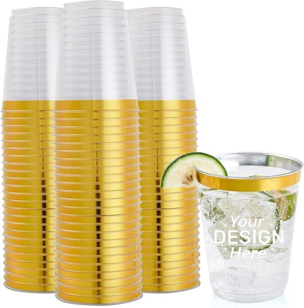 10oz Gold Rim Plastic Airline Cups