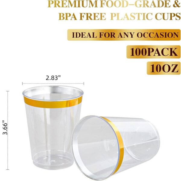 10oz Gold Rim Plastic Airline Cups - Image 2