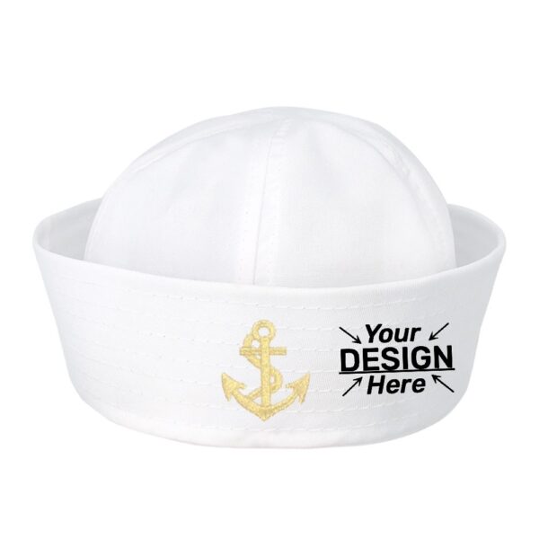 White Embroidery Sailor Captain Hat
