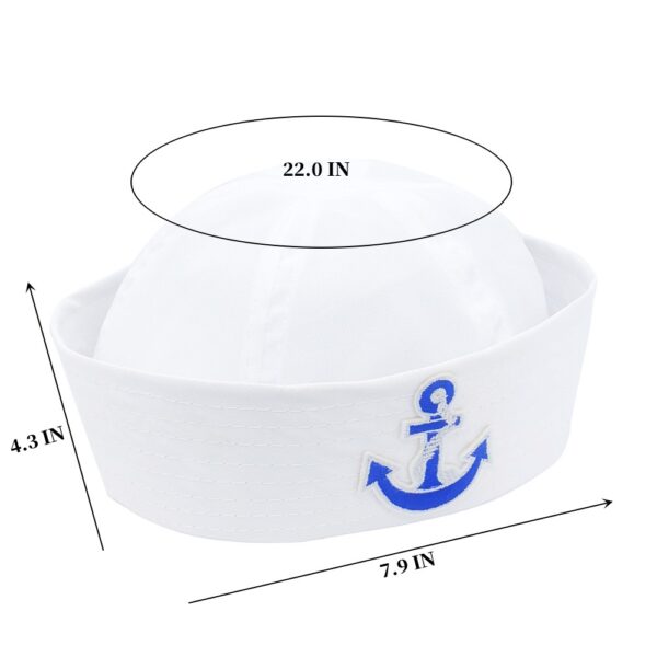 White Embroidery Sailor Captain Hat - Image 2