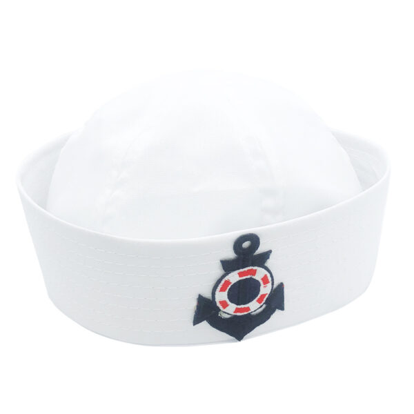 White Embroidery Sailor Captain Hat - Image 4