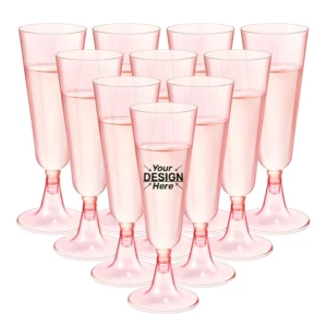 5oz Plastic Champagne Flutes Pink