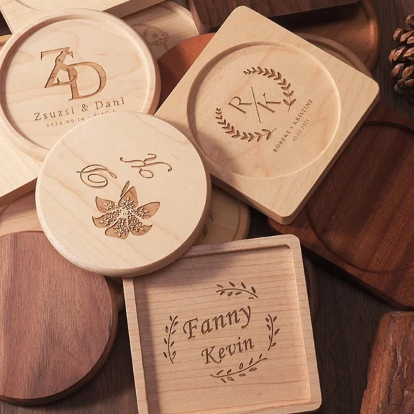 Natural Wooden Coasters Custom Logo - Image 3