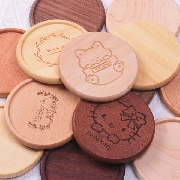 Natural Wooden Coasters Custom Logo - Image 7