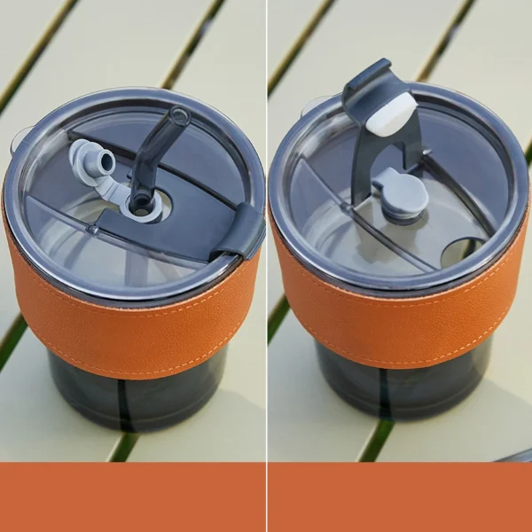 Glass Straw Cup with Leather Sleeve - Image 5