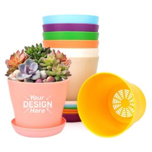Mini Plastic Plant Pot With Saucers