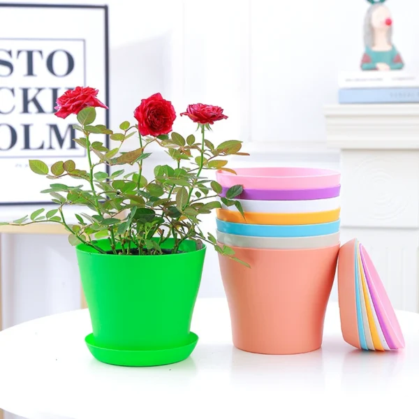 Mini Plastic Plant Pot With Saucers - Image 3